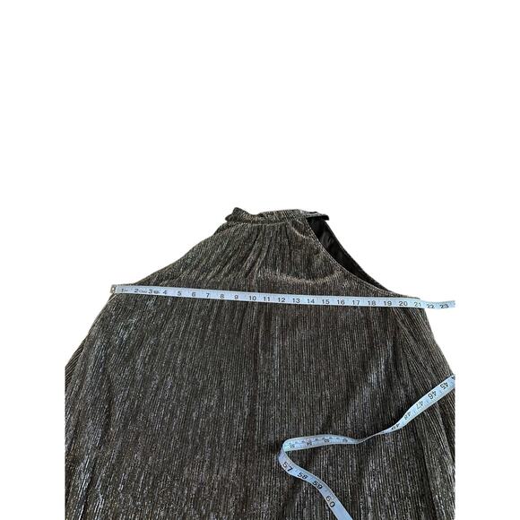 Nine West Silver Mockneck Swing Mini Dress Party Plus Metallic Disco Size XXL - Picture 10 of 11